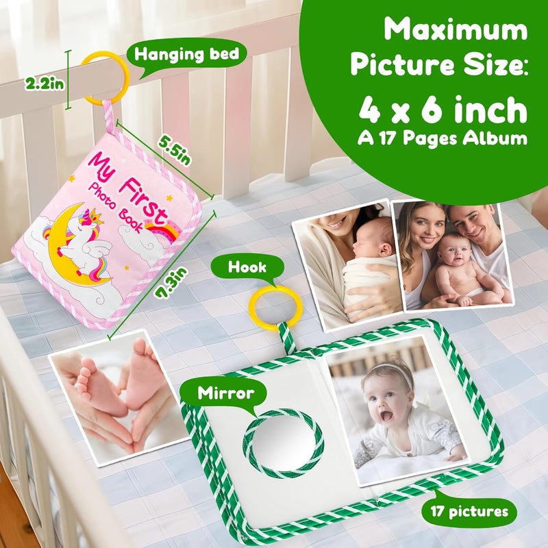 TSYAN 2PCS Baby Photo Album First Family Memory Book for Newborns,Baby Soft Cloth Album with Safety Mirror,Holds 4x6 Pictures for Babies Toddler & Kids,Perfect Gifts for Baby Shower Newborns Family Photos - Image 2